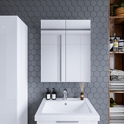 Бриклаер Зеркальный шкаф Хелена 60 белый – фотография-4